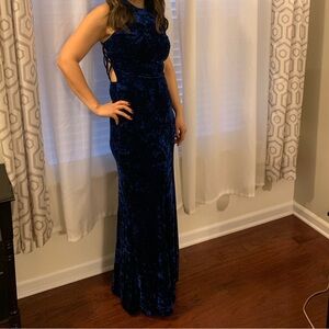 Beautiful high neck velvet floor length gown